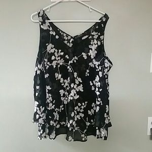 Lane Bryant Black and White Floral Top